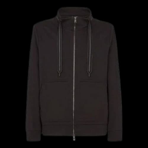 FENDI FW21 Back Logo Pattern Long Sleeves Zipper Black