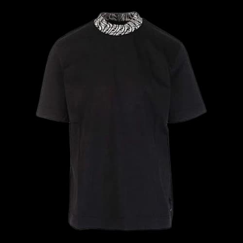 FENDI FW21 F Alphabet Pattern Adornment Round Neck Short Sleeve Black T-Shirt