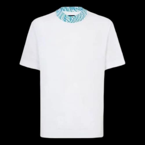 FENDI FW21 F Alphabet Pattern Adornment Round Neck Short Sleeve White T-Shirt