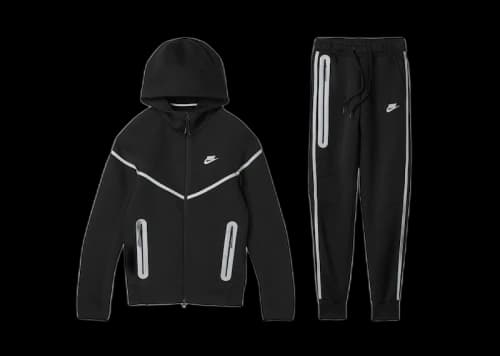 Nike Sportswear Tech Fleece Full Zip Hoodie & Joggers Reflective Details Set Black/Bemis Silver
