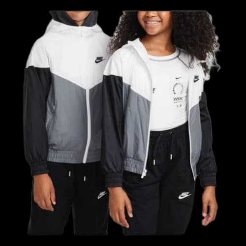 (GS) Nike Sportswear Windrunner Hooded Repel Jacket 'White Grey Black'