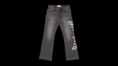 Godspeed OG Logo Flared Denim Pant Grey