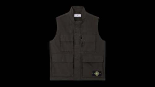 Stone Island Canvas Weave Cotton Organic Cotton G100001 Vest Lead Grey