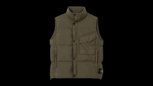 Stone Island Crinkle Reps Ny Recycled Nylon G100003 Vest Military Green