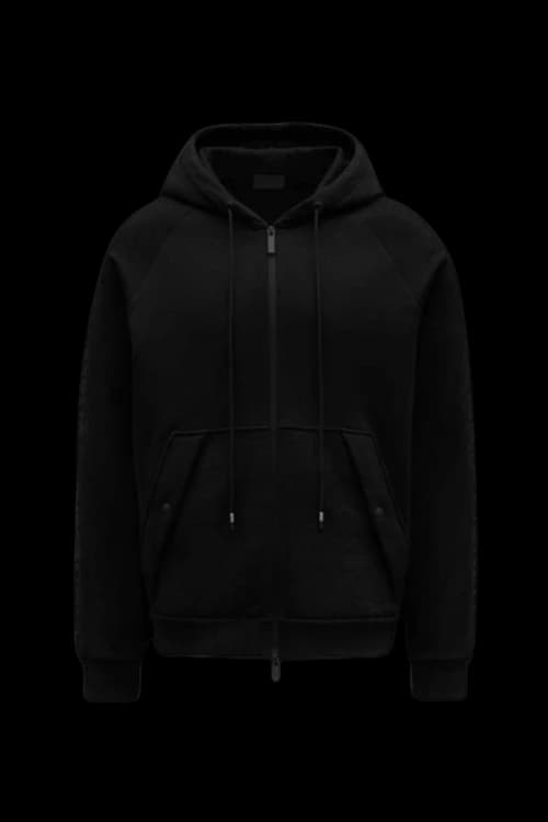 Moncler Sleeve Logo Full Zipped Hoodie Black