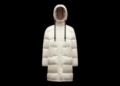 Moncler Women's Erysimum Long Down Jacket Butter White