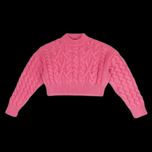 Moncler Cropped Cable Knit Sweater 'Pink'