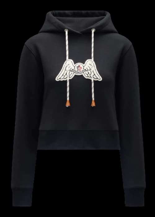 Moncler x Palm Angels Cropped Wing Patch Hoodie Black