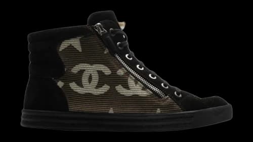 Chanel CC Star Suede Mesh High Sneaker Black