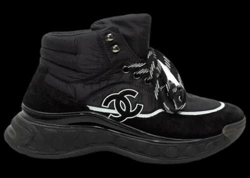 Chanel CC Logo High Top Trainer Black