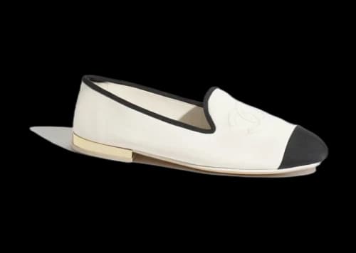 Chanel CC Loafers White Black Lambskin