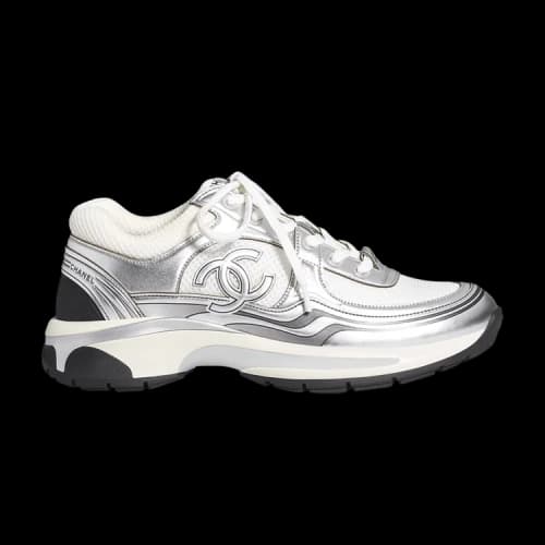 Chanel CC Logo Sneaker 'White Silver'