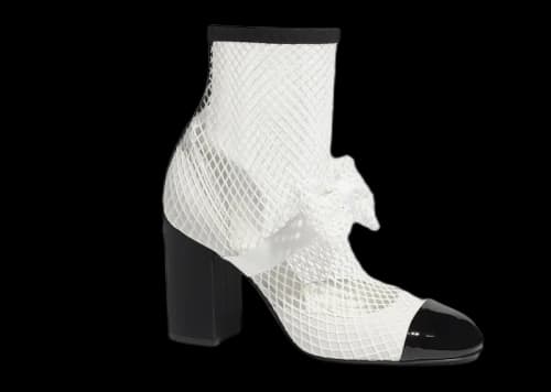 Chanel Resille 90mm Mary Janes White Black Patent Calfskin