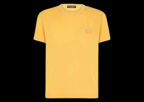 Dolce & Gabbana Cotton Branded Plate V-Neck T-shirt Beige