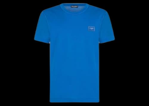 Dolce & Gabbana Cotton Logoed Plaque T-shirt Turquois