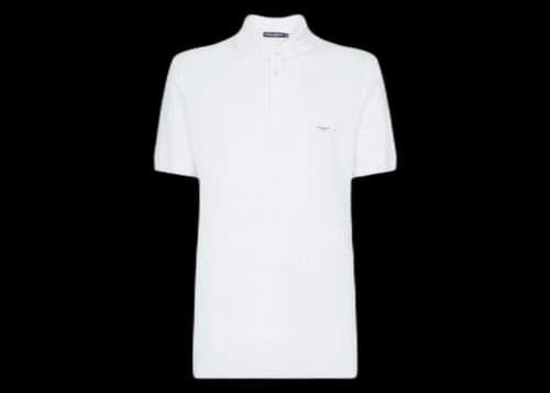 Dolce & Gabbana Cotton Pique Branded Plate Polo Shirt White