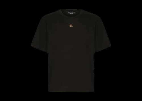 Dolce & Gabbana Metallic DG Logo Cotton T-Shirt Black/Gold