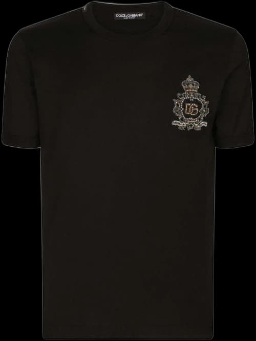 Dolce & Gabbana Logo-Patch Cotton T-Shirt Black