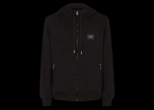 Dolce & Gabbana Jersey Zip Up Hoodie Black