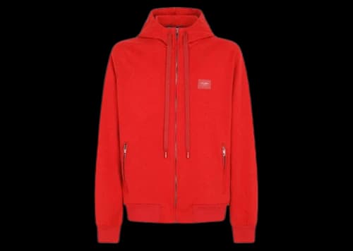 Dolce & Gabbana Jersey Zip Up Hoodie Red