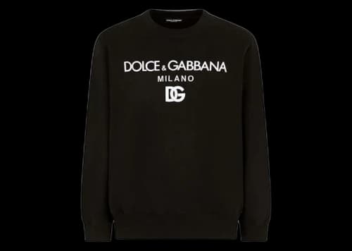 Dolce & Gabbana Printed Jersey DG Embroidery Sweatshirt Black