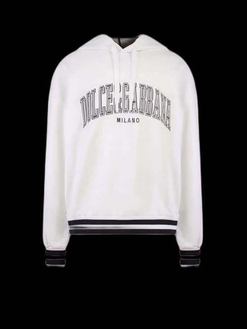 Dolce & Gabbana Man Cotton Maxi Logo Patch Sweatshirt White
