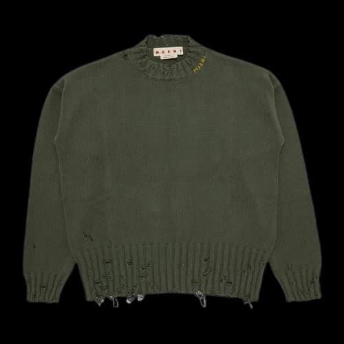 Marni Distressed Finish Knit Jumper 'Leaf Green'
