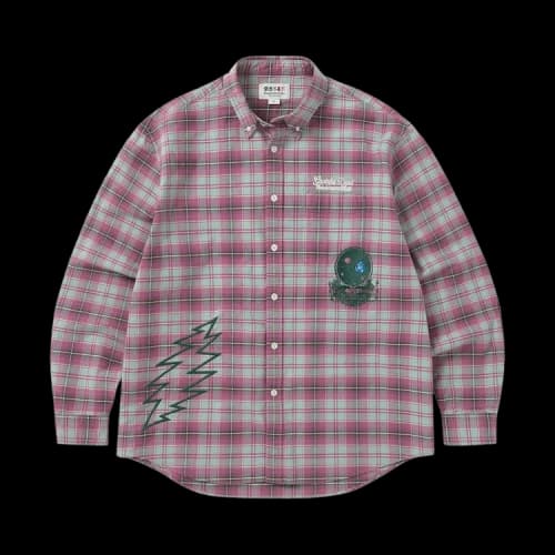 thisisneverthat x Greatful Dead Lightning Bear Plaid Shirt 'Plum'