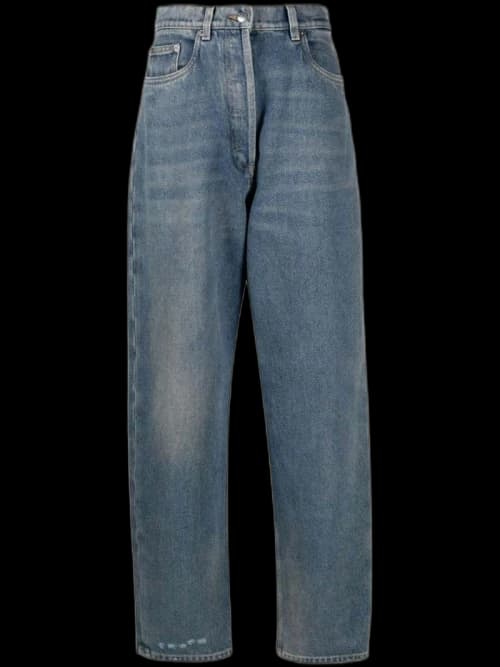 Prada High Waist Straight-Leg Jeans Blue