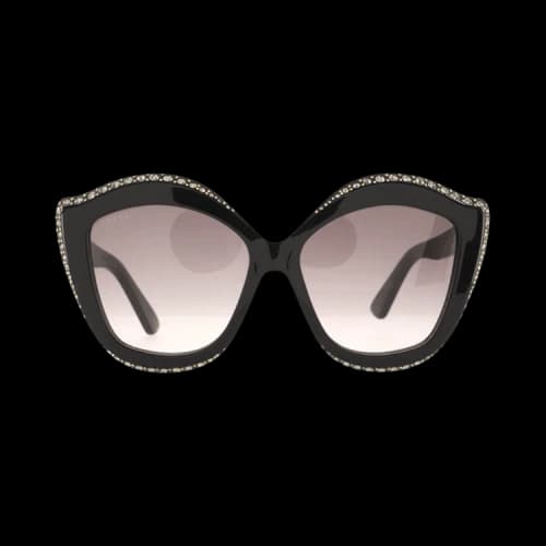 Gucci Swarovski Crystal Trim Cat Eye Sunglasses 'Black/Grey'