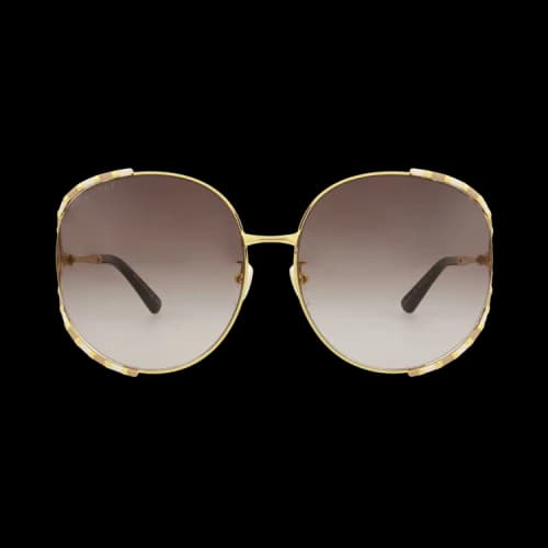 Gucci Round-Frame Metal Sunglasses 'Gold/Brown'