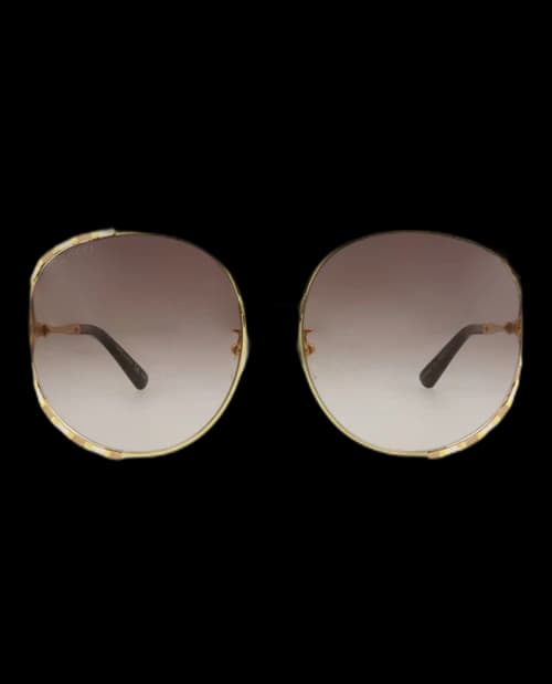 Gucci Round-Frame Metal Sunglasses Gold Gold Brown (GG0595S-30008116-008)