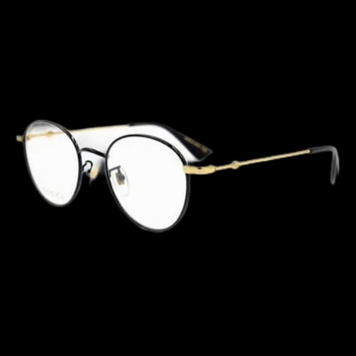 Gucci Bee Webbing Circular Optical Metallic Glasses Frame Asia Edition Black Gold Color