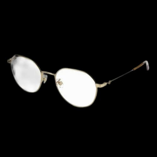 Gucci Literature and Art Polygon Clear Lens Metallic Glasses Frame Gold Color