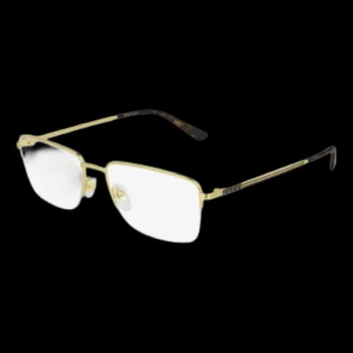 Gucci Gold Color Square half frame Optical Glasses 55mm