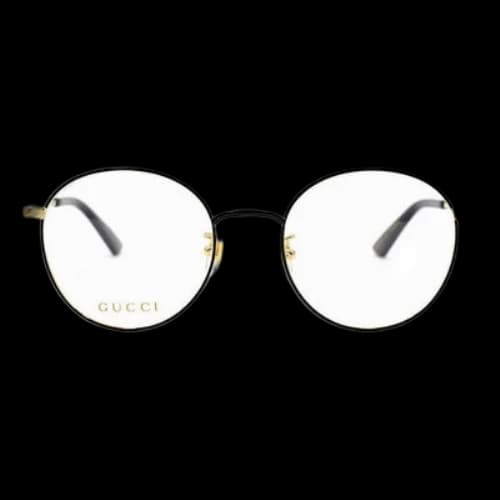 Gucci Metallic Series Business Version Optical Glasses Frame Circular Black Gold