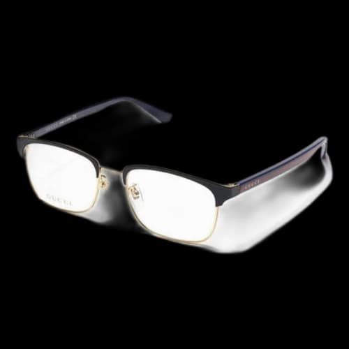 Gucci Black Frame Capsule Series Metallic Optical Frame Blue Lens