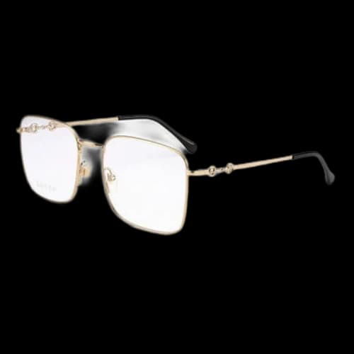 Gucci Horsebit Gold Color Square Frame Retro Minimalistic Metallic Black Lens Gold Color