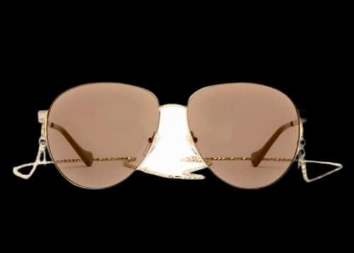 Gucci Aviator Chain Sunglasses Gold/Brown (GG1088S-004)