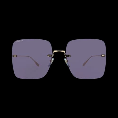 Gucci Square Frame Metal Sunglasses 'Gold/Blue'