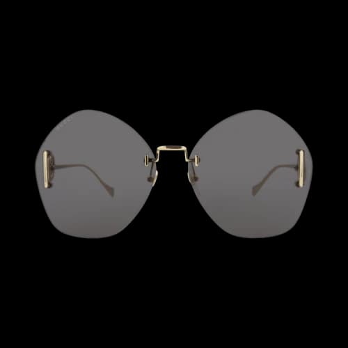Gucci Round-Frame Metal Sunglasses Gold/Gold/Grey (GG1203S-30013411-002)