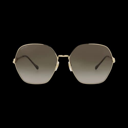 Gucci Square-Frame Metal Sunglasses Gold/Gold/Brown (GG1335S-30013931-002)
