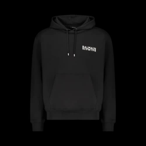 Balmain Double Logo Cotton Hoodie 'Black'
