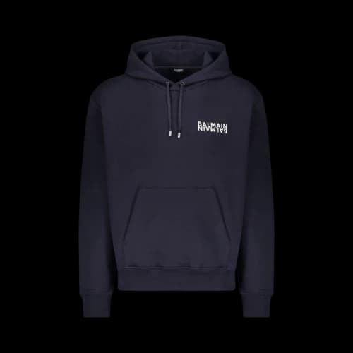 Balmain Double Logo Cotton Hoodie 'Navy'