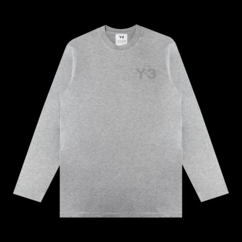 Y-3 Logo Pattern Micro Mark Casual Long Sleeves Round Neck Gray T-Shirt