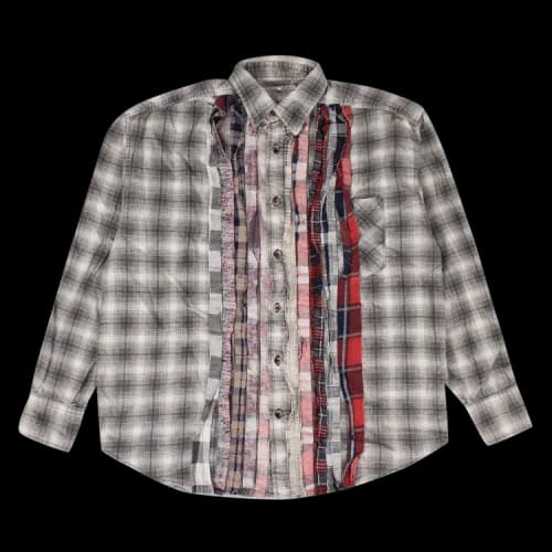 Needles Flannel Ribbon Button Down Shirt 'Grey'