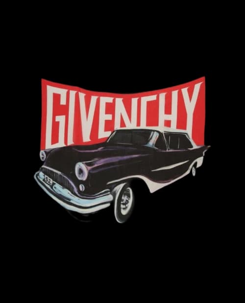 Givenchy Car Logo Print Silk Scarf Black