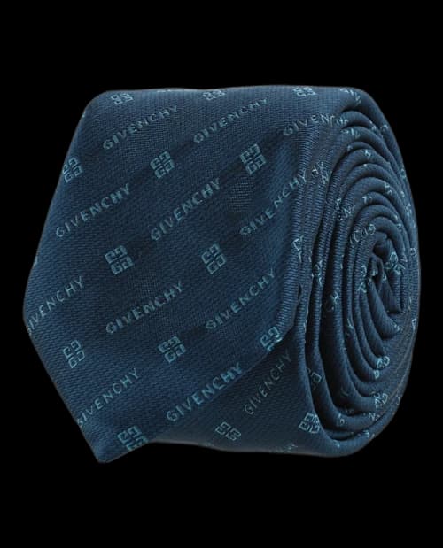 Givenchy Diagonal Logo Silk Tie Navy/Teal/Blue
