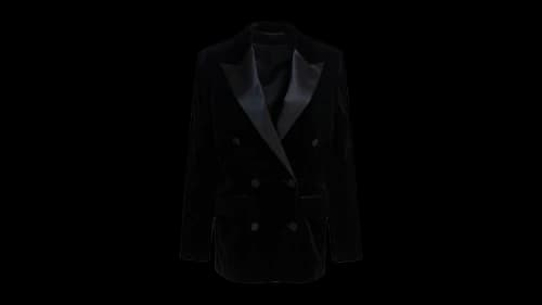 Golden Goose Velvet and Satin Double-Breasted Blazer Black