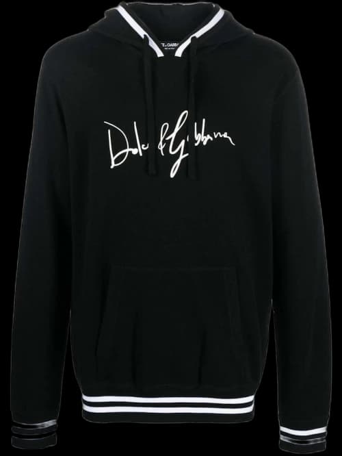 Dolce & Gabbana Logo-Print Detail Drawstring Hoodie Black